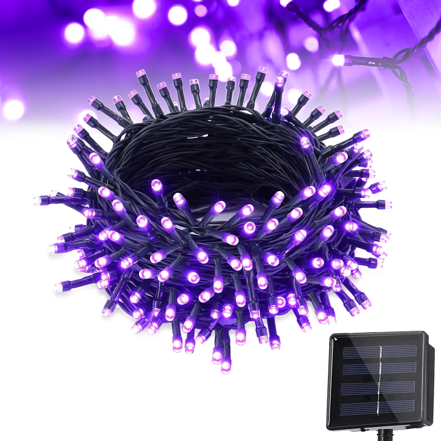 72 FT 200 LED Solar String Lights, Outdoor Solar Christmas Lights, Waterproof Solar Fairy Lights for Garden, Fence, Party Decorations, Purple